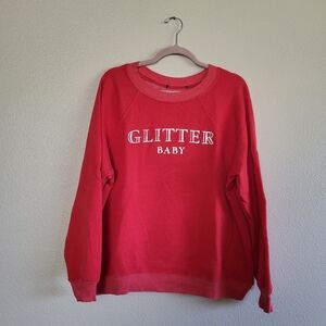 Wildfox Red Holiday Glitter Baby Sweatshirt sz M